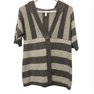Aeropostale hooded button front cardigan sweater gray striped L/juniors